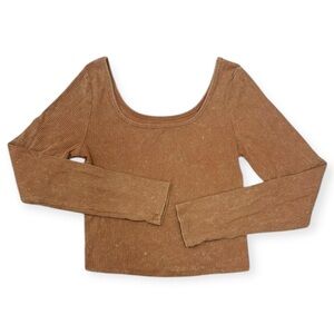 Wild Fable Long Sleeve Shirt Sweetheart Neck Seamless Ribbed Women's Size Medium